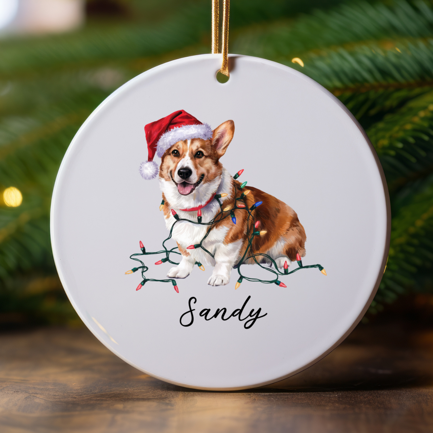 Personalized Corgi Ornament, Ceramic Christmas Tree Decor, Festive Pet Lover Gift