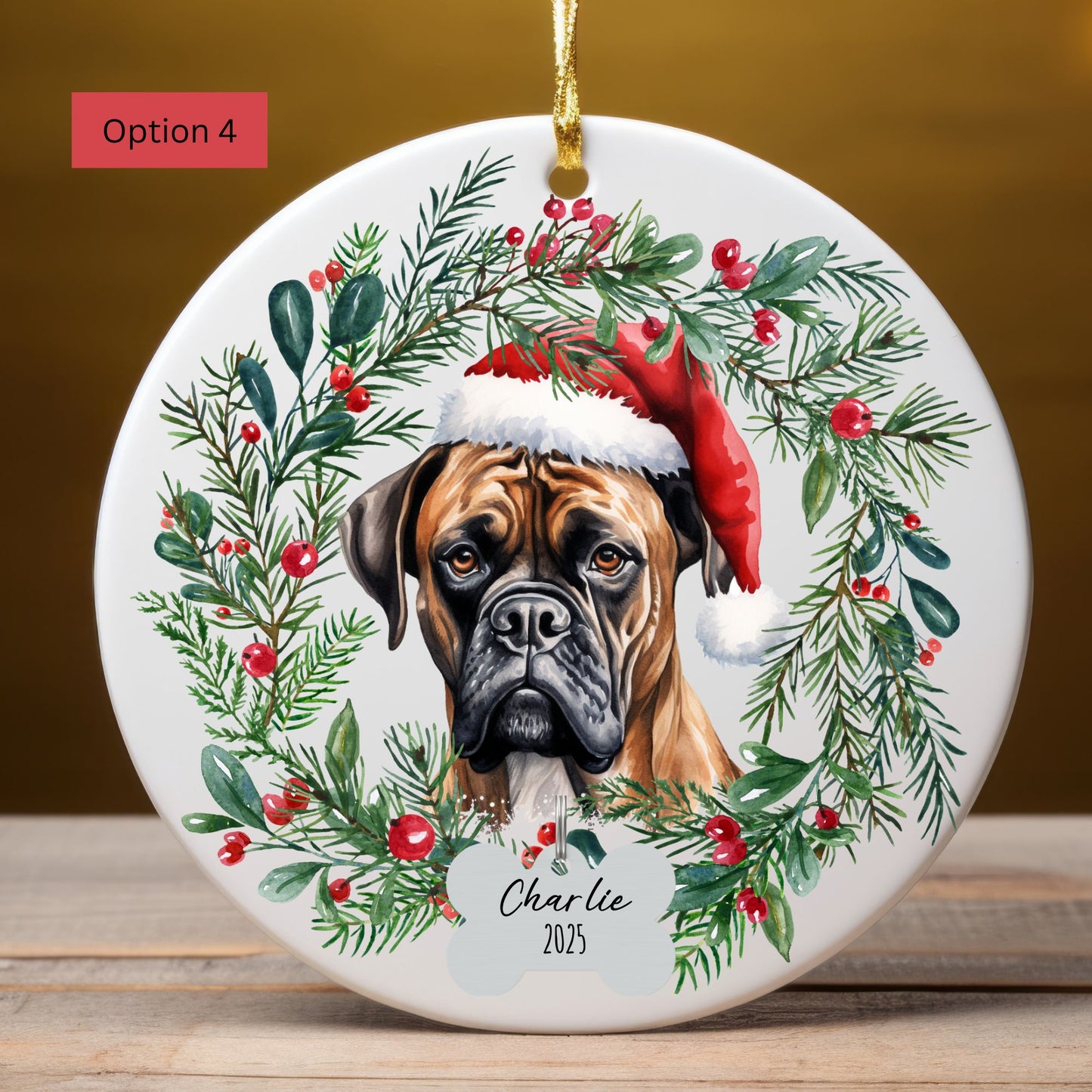 Personalized Boxer Christmas Ornament