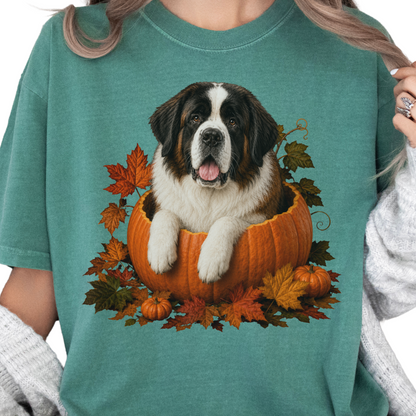 Personalized Dog Photo Fall Pumpkin Shirt Custom Pet Comfort Colors Tee