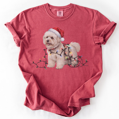 Bichon Frise Christmas Lights Shirt, Festive Holiday Tee for Fluffy Dog Lovers