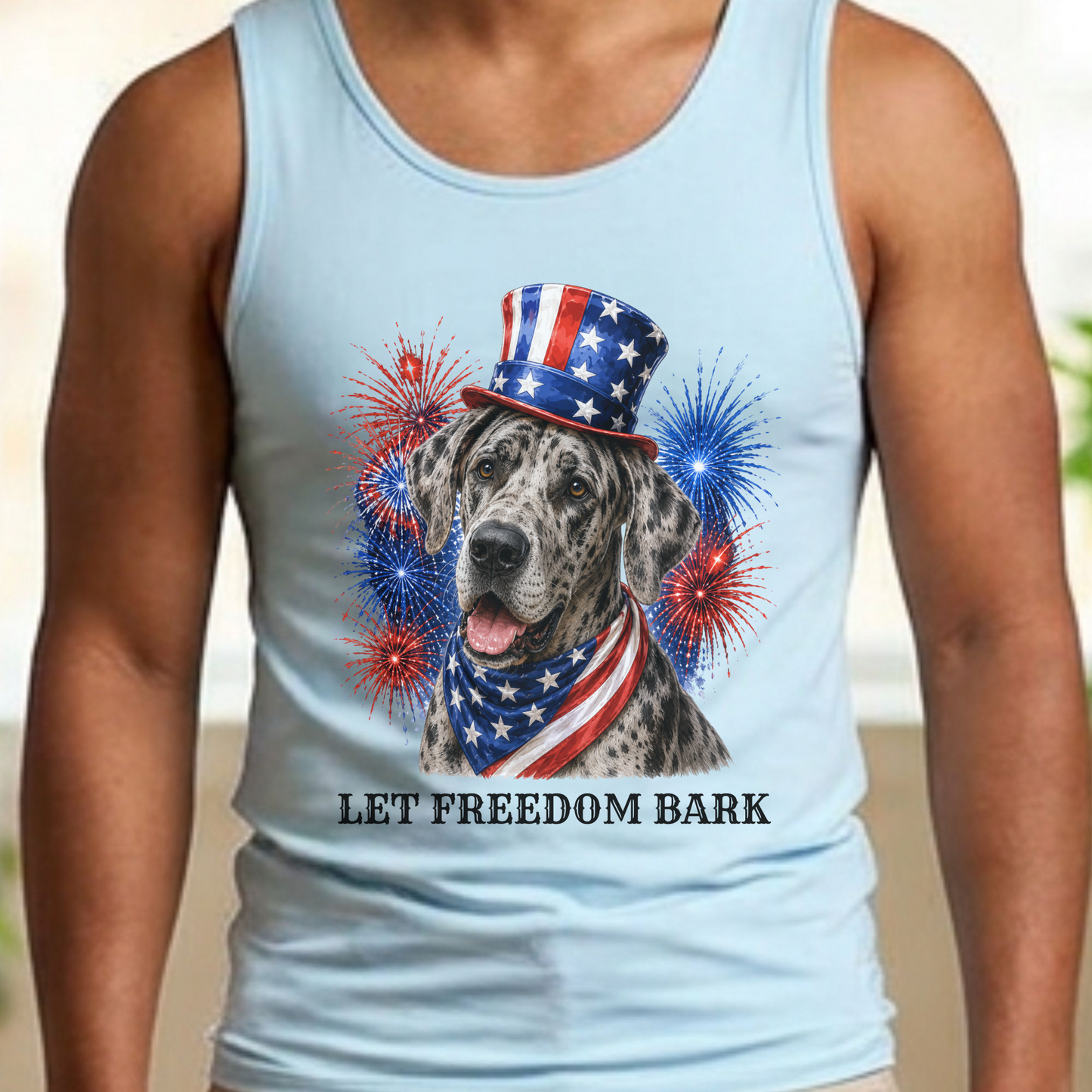 Great Dane Tank Top, Patriotic Let Freedom Bark