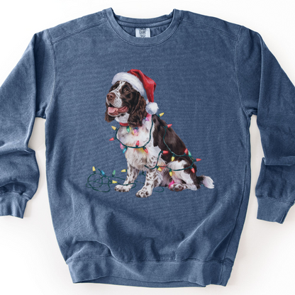 Christmas Springer Spaniel Sweatshirt, Festive Dog Lights Sweater, Dog Lover Gift
