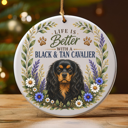 Black and Tan Cavalier Ornament, Cavalier King Charles Spaniel Gift, Dog Lover Keepsake