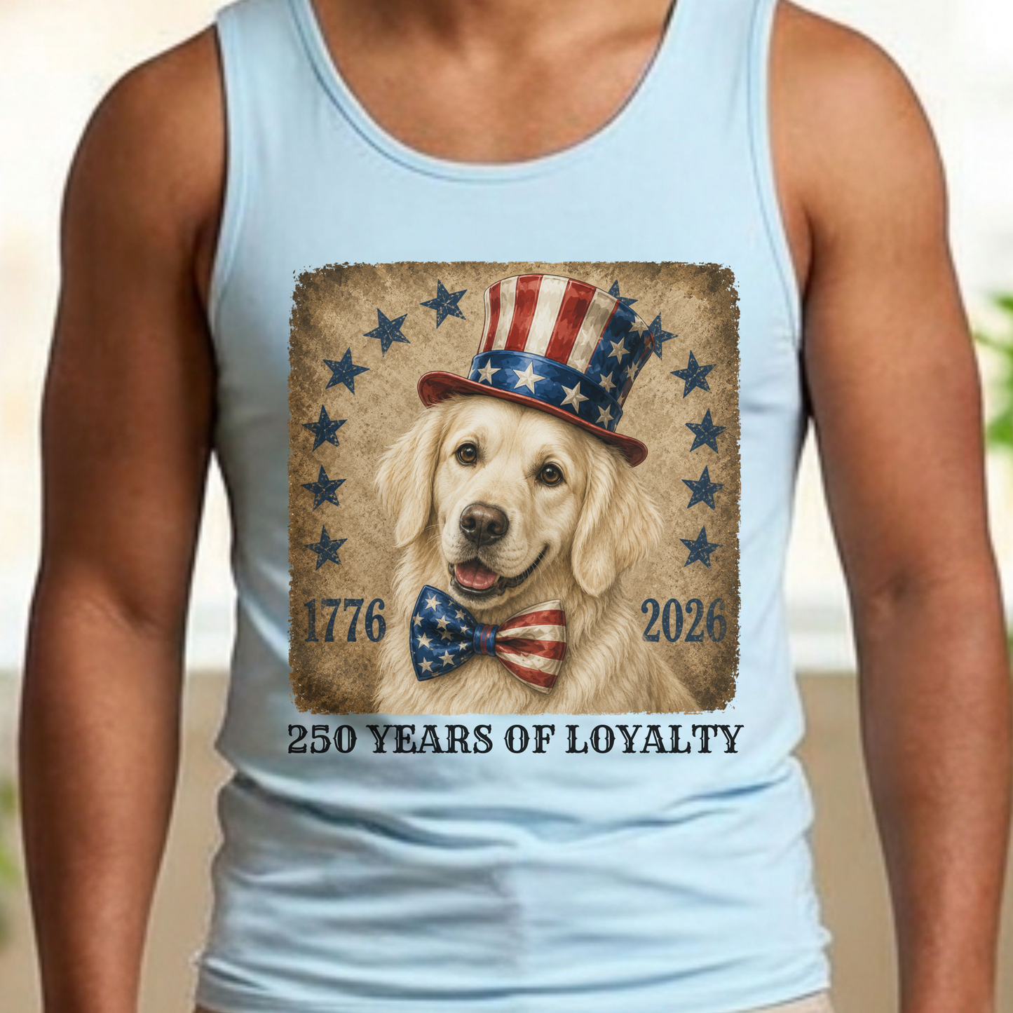 English Cream Golden Patriotic Tank Top, 250 Years of Loyalty