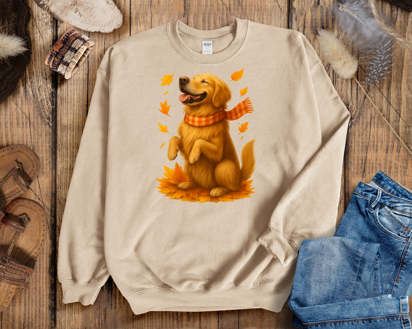 Golden Retriever Fall Shirt, Autumn Dog Sweatshirt, Pet Lover Gift, Cozy Canine Apparel, Seasonal Dog Mom Clothing
