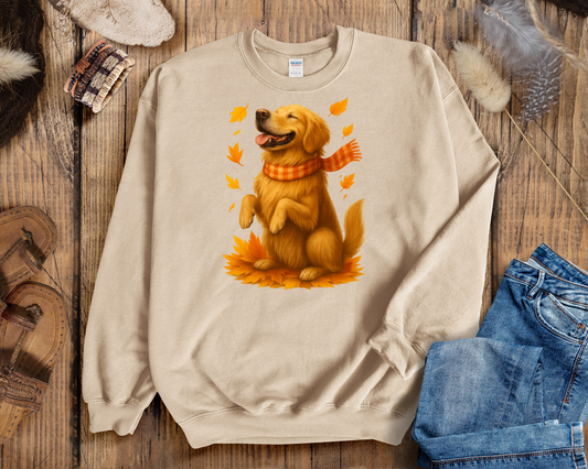 Golden Retriever Fall Shirt, Autumn Dog Sweatshirt, Pet Lover Gift, Cozy Canine Apparel, Seasonal Dog Mom Clothing