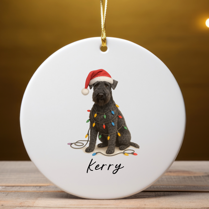 Personalized Kerry Blue Terrier Christmas Ornament, Ceramic Dog Holiday Keepsake