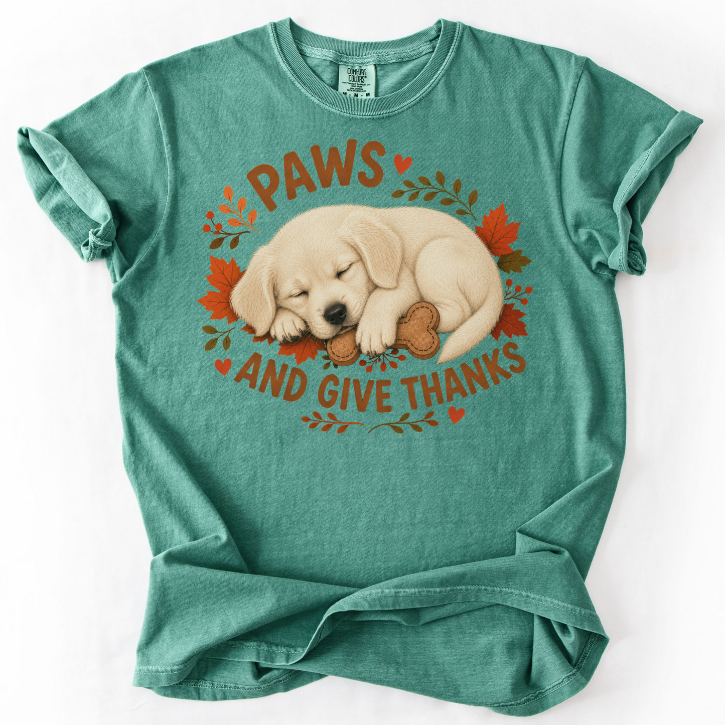 English Cream Golden Retriever Thanksgiving Shirt, Paws Give Thanks Tee, Fall Dog Lover Gift