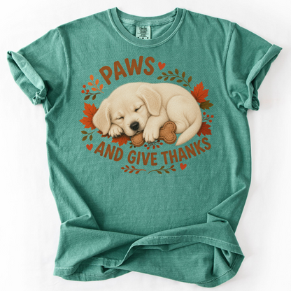 English Cream Golden Retriever Thanksgiving Shirt, Paws Give Thanks Tee, Fall Dog Lover Gift