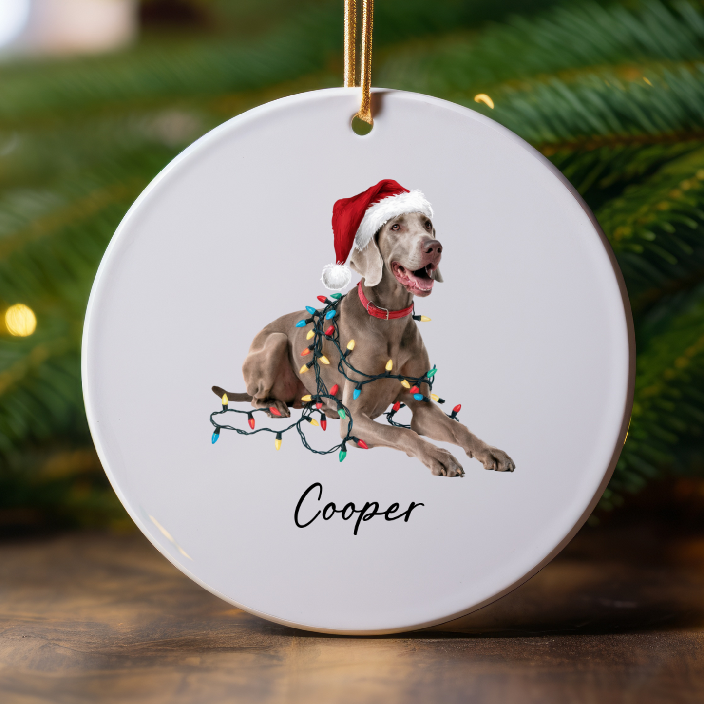 Weimaraner Ornament, Personalized Christmas Dog Gift