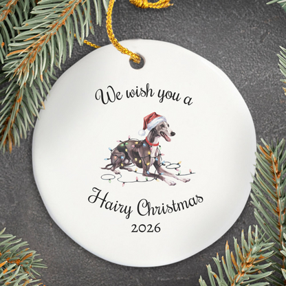 Christmas Greyhound Ornament, Christmas Lights Dog Keepsake