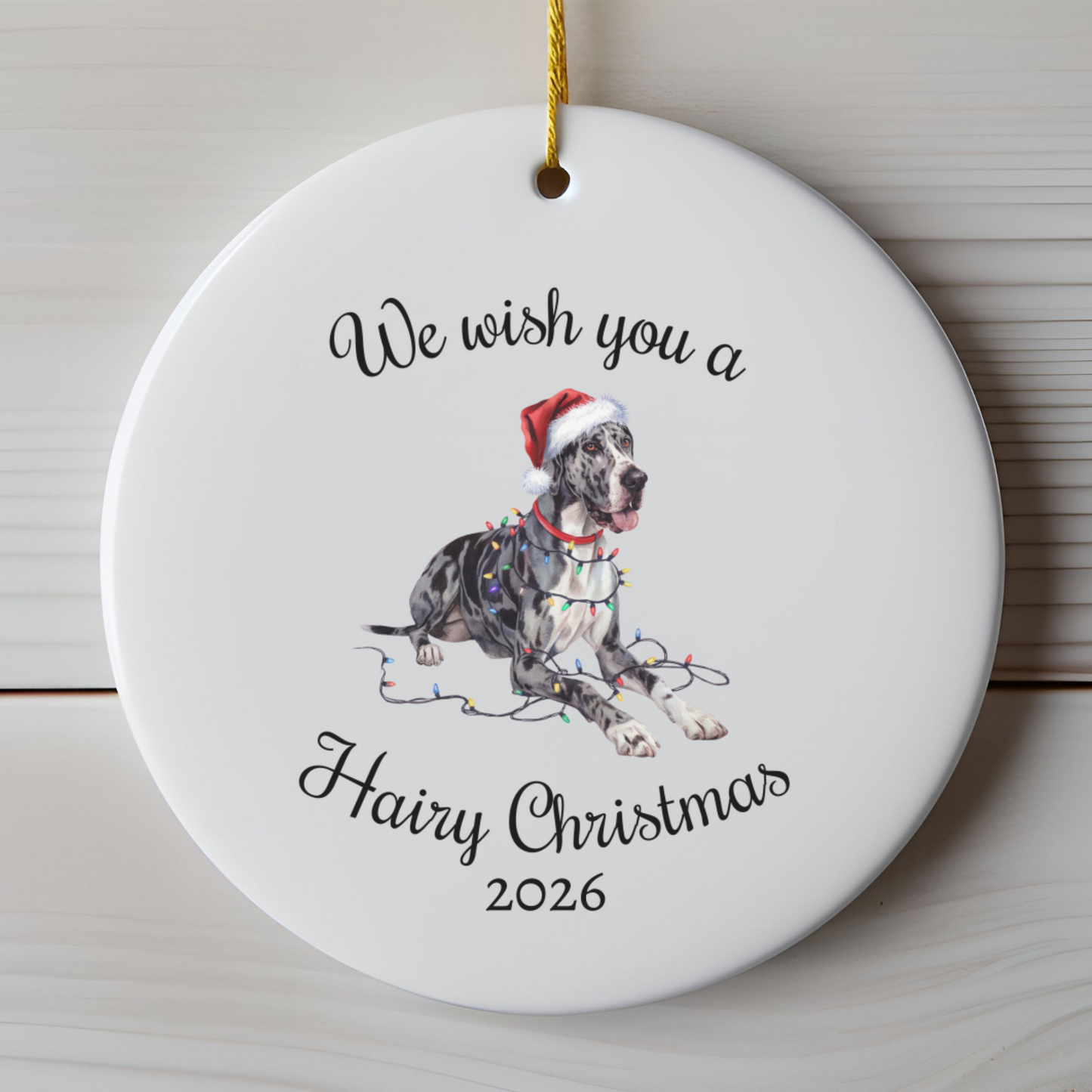 Christmas Great Dane Ornament, Christmas Lights Dog Keepsake