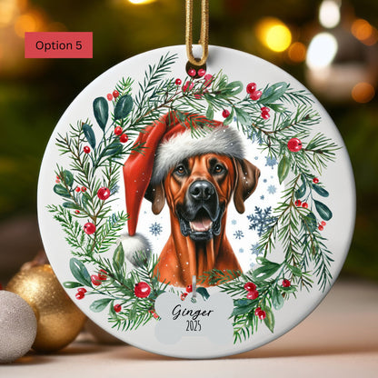Personalized Rhodesian Ridgeback Christmas Ornament