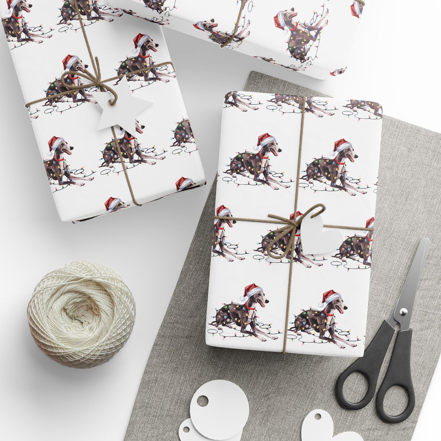 Greyhound Christmas Lights Wrapping Paper