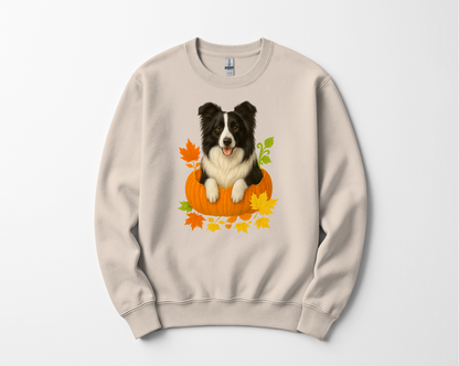 Border Collie in Pumpkin Fall Shirt