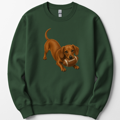 Red Dachshund Football Sweatshirt Dog Lover Game Day Crewneck Doxie Mom Gift