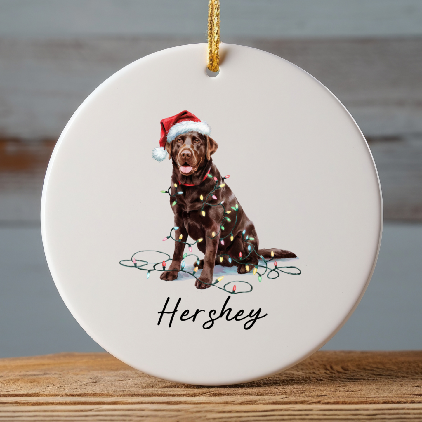 Chocolate Labrador Retriever Ornament, Personalized Dog Christmas Decor