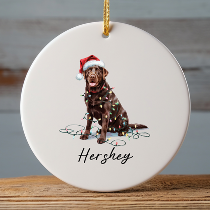 Chocolate Labrador Retriever Ornament, Personalized Dog Christmas Decor