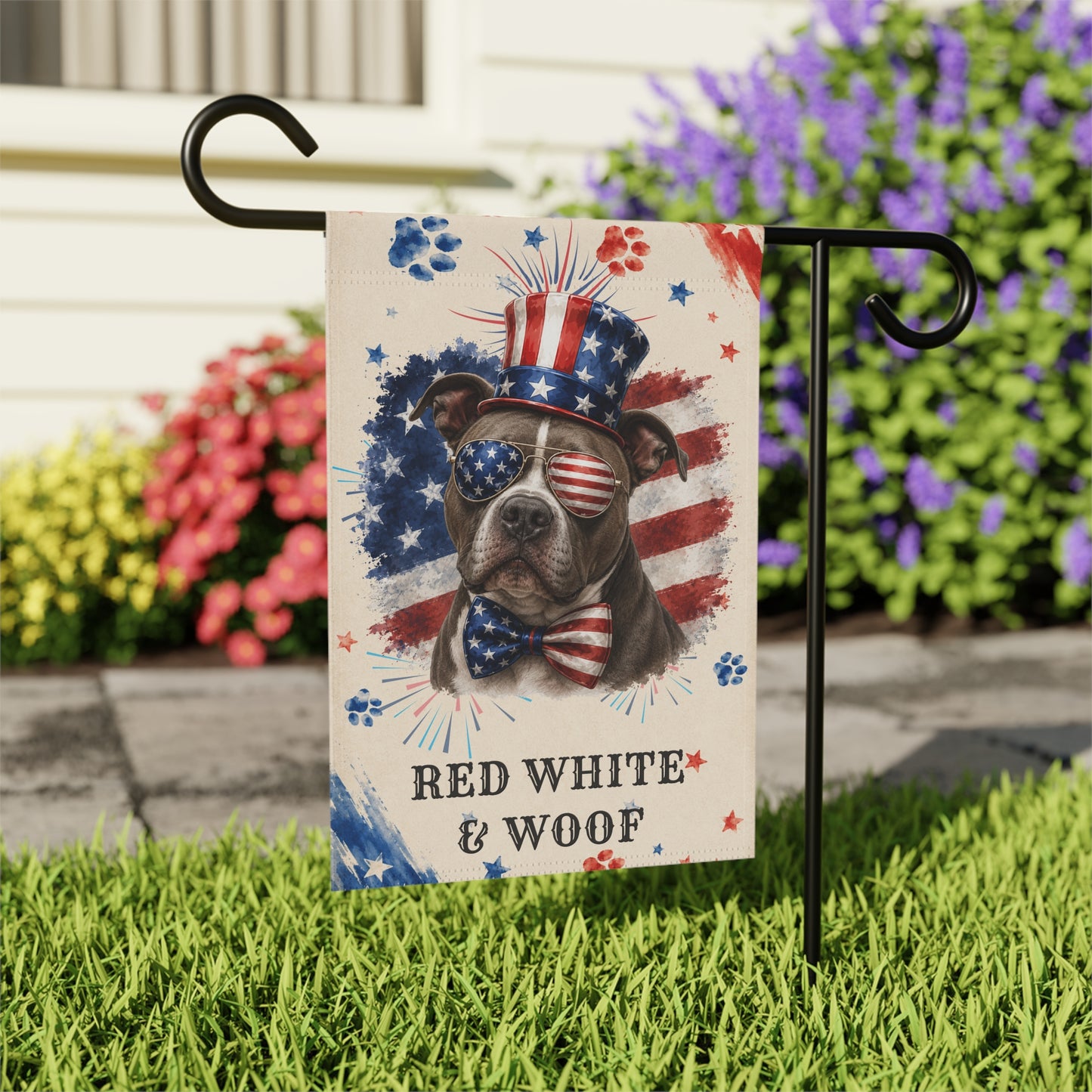 Patriotic Pit Bull Garden Flag