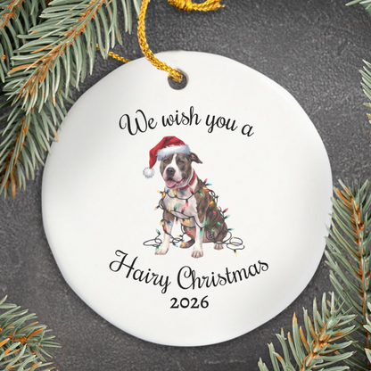 Christmas Pitbull Ornament, Christmas Lights Dog Keepsake