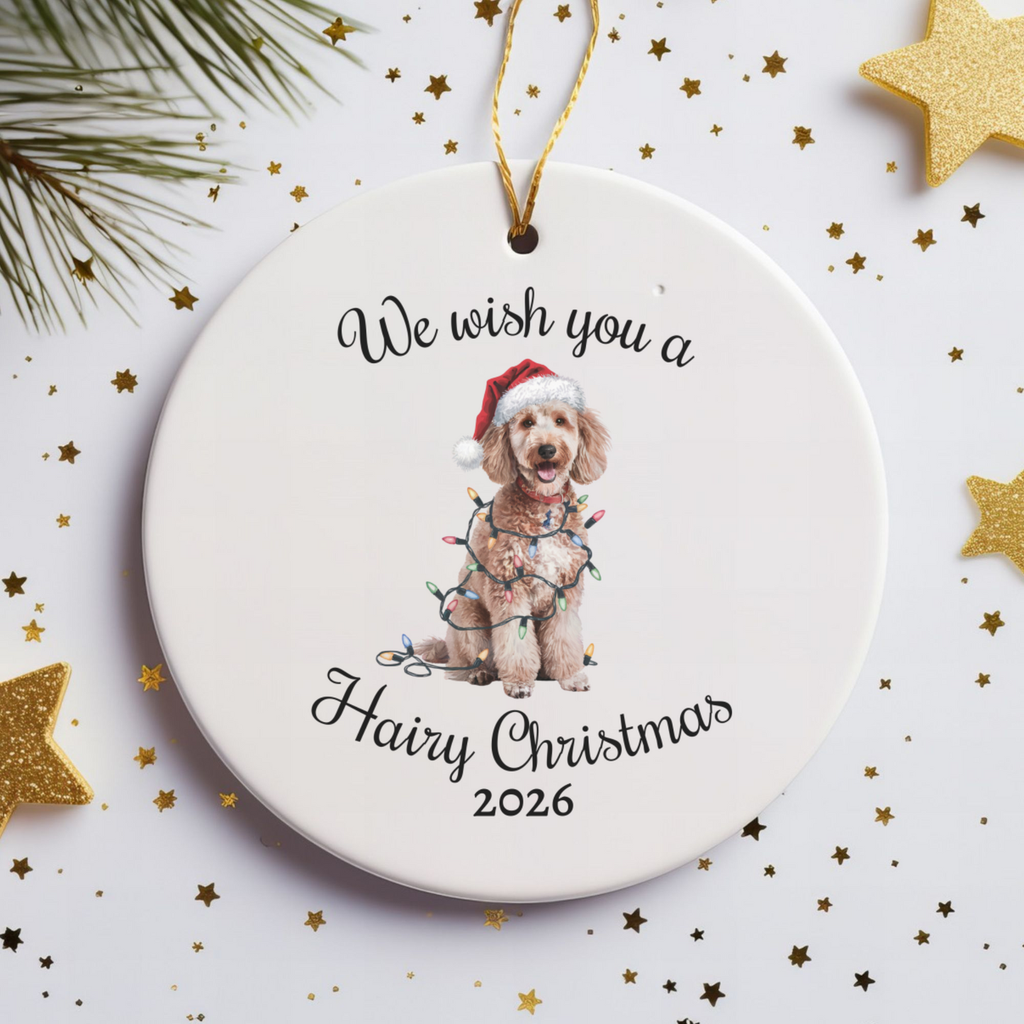 Christmas Poodle Ornament, Christmas Lights Dog Keepsake