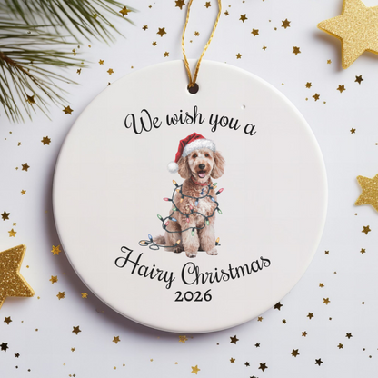 Christmas Poodle Ornament, Christmas Lights Dog Keepsake