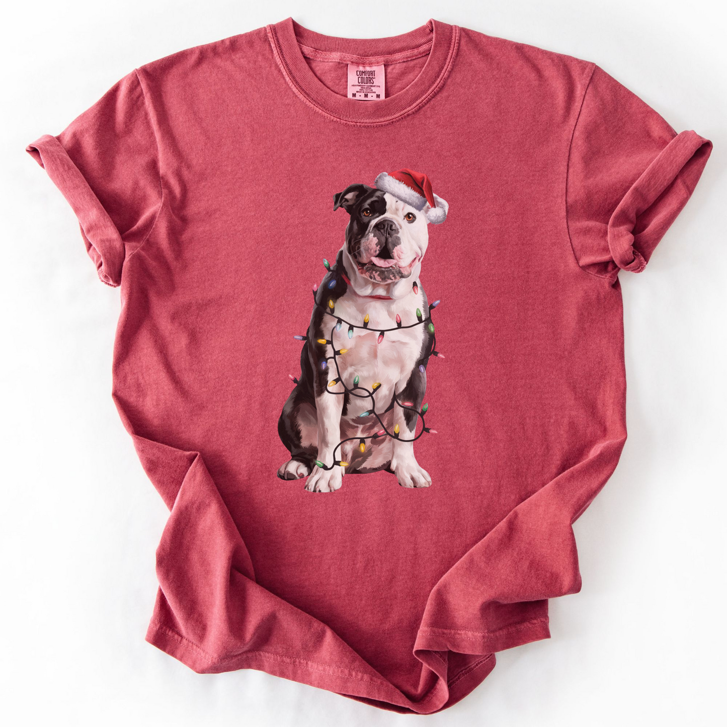 American Bulldog Christmas Lights Dog Shirt