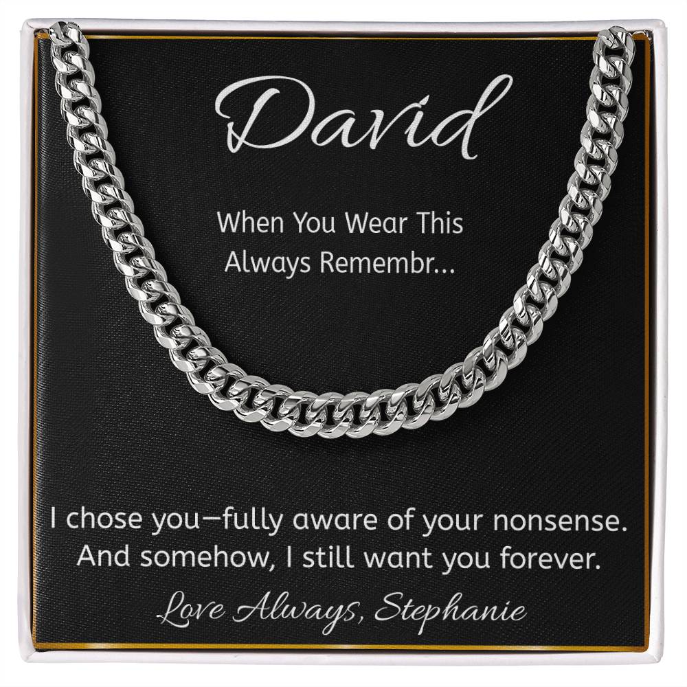 Funny Personalized Message Card Necklace – “I Chose You” Gift