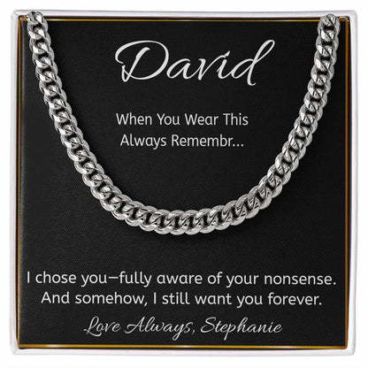 Funny Personalized Message Card Necklace – “I Chose You” Gift
