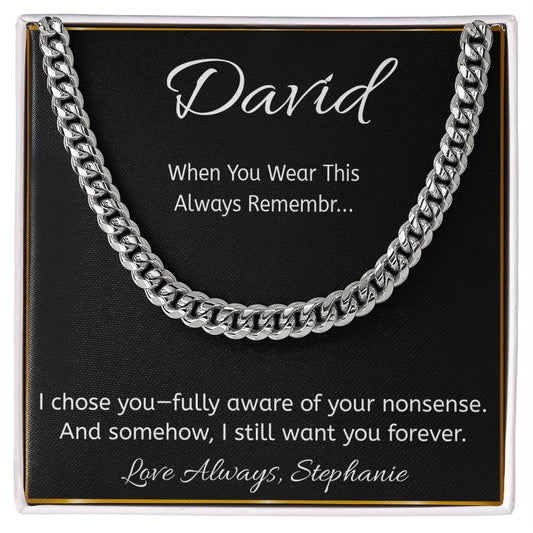 Funny Personalized Message Card Necklace – “I Chose You” Gift