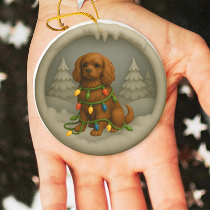 Personalized Ruby Cavalier King Charles Spaniel Christmas 3D Clay-Style Ornament