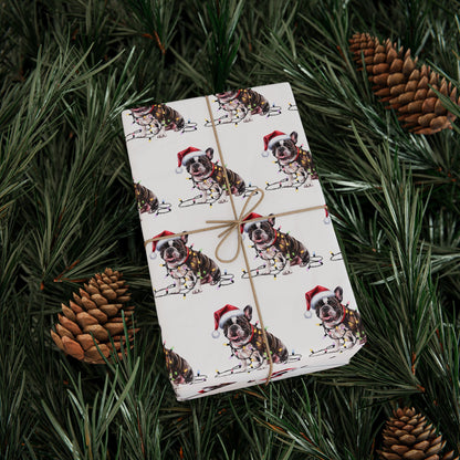 French Bulldog Christmas Lights Wrapping Paper