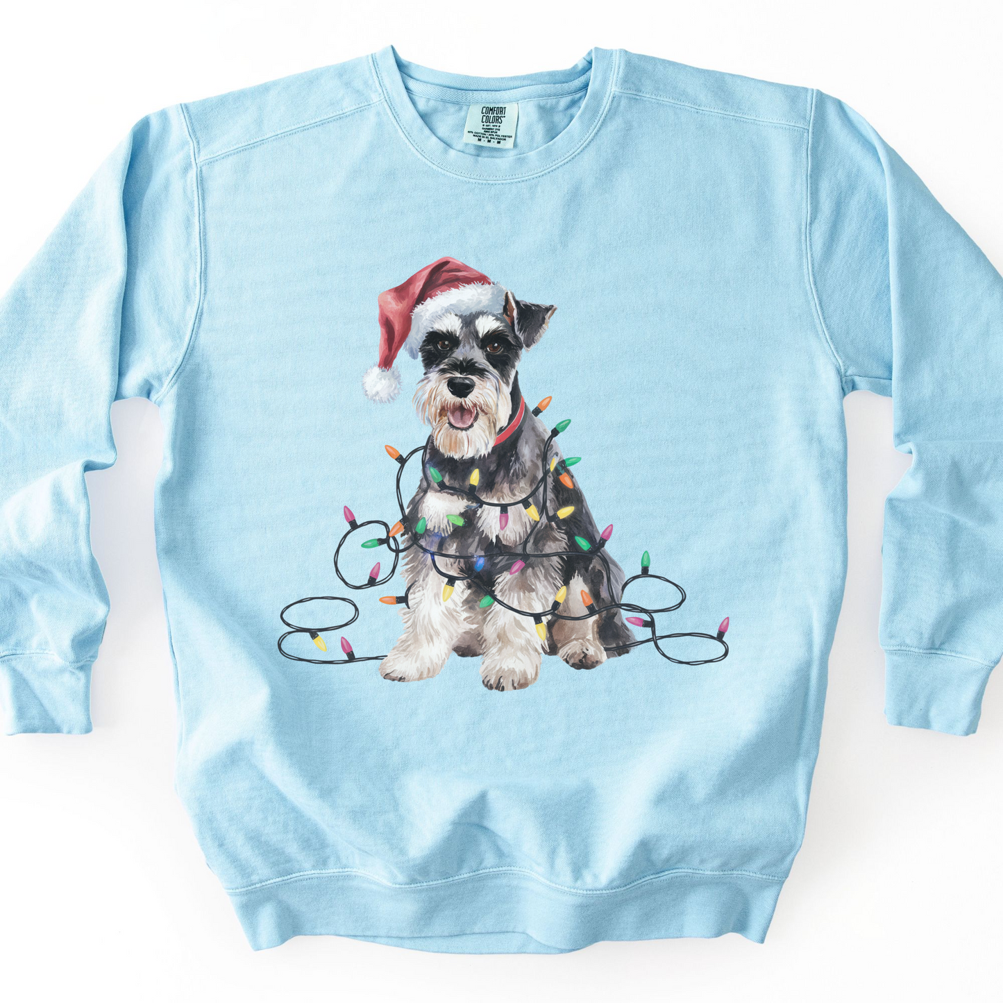 Schnauzer Christmas Lights Sweatshirt, Festive Dog Lover Apparel, Holiday Pet Sweater