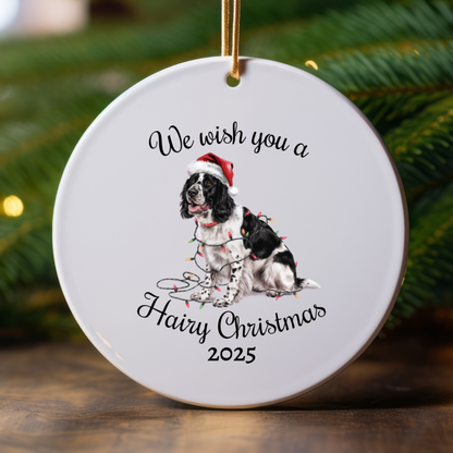 Christmas Black Springer Spaniel Ornament, Christmas Lights Dog Keepsake