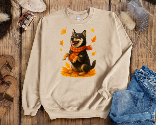 Shiba Inu Autumn Shirt, Cozy Dog Sweatshirt, Fall Shiba Lover Gift, Cute Pet Apparel, Autumn Leaves T-shirt, Dog Lover Clothing