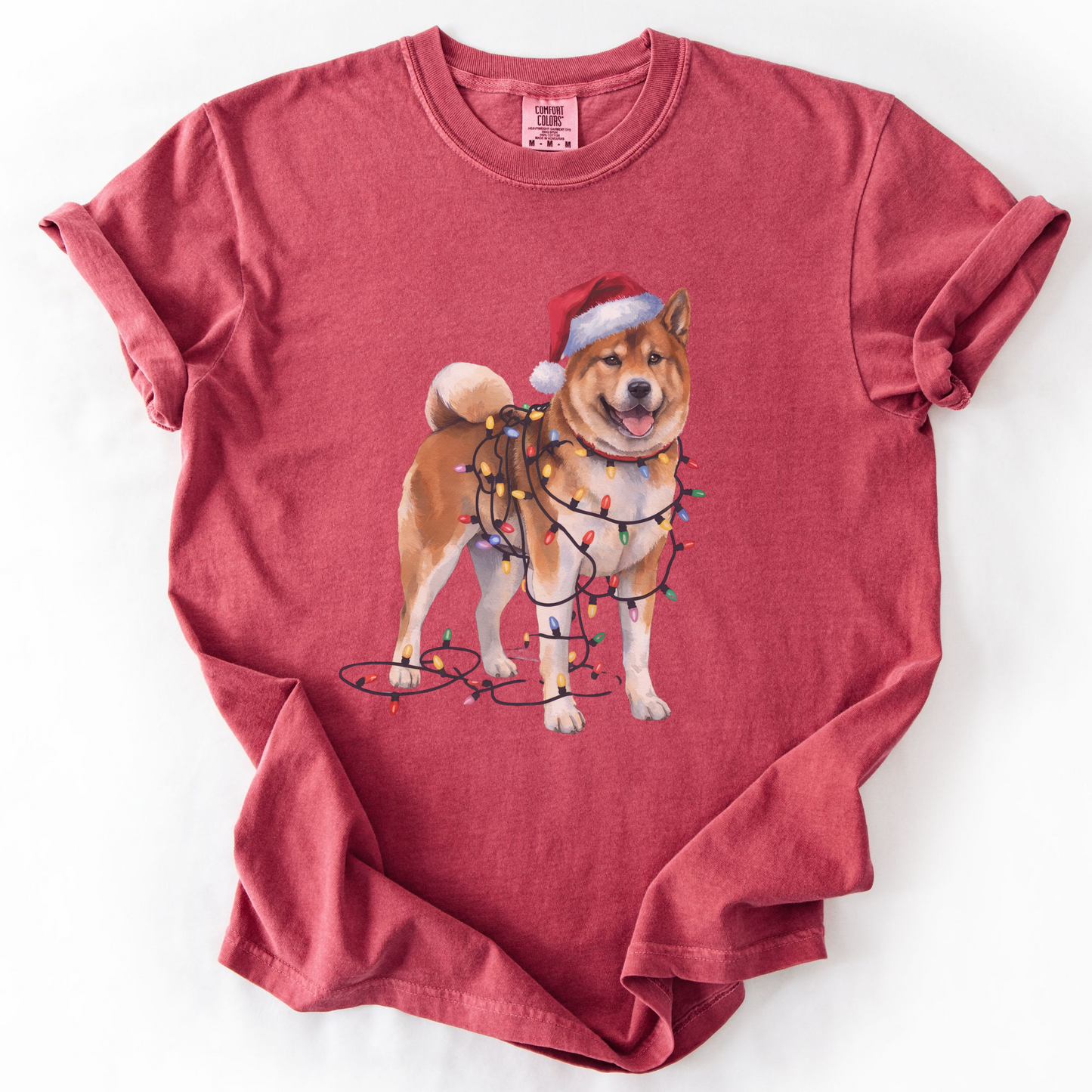 Akita Christmas Lights Dog Shirt