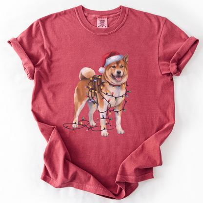 Akita Christmas Lights Dog Shirt