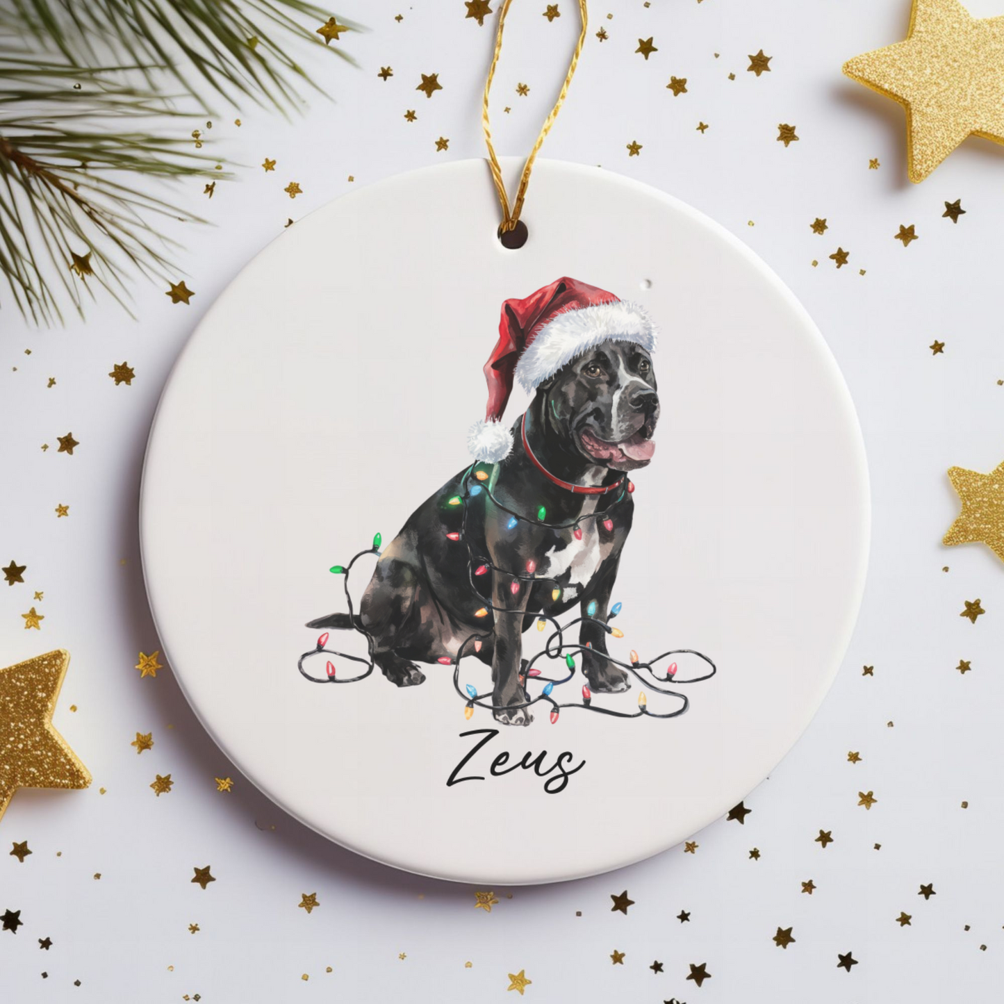 Personalized Cane Corso Christmas Ornament, Festive Dog Keepsake, Ceramic Tree Decoration