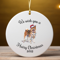 Load image into Gallery viewer, Christmas Akita Ornament, Christmas Lights Dog Keepsake
