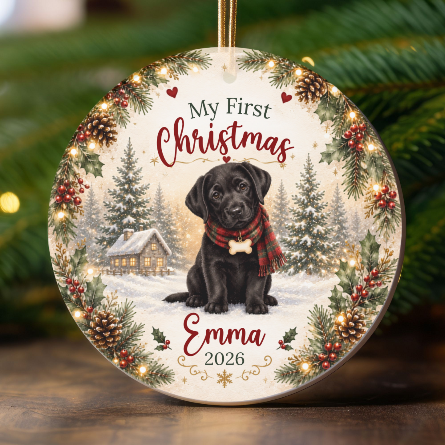 Personalized First Christmas Pet Ornament Custom Dog Memorial Photo Keepsake Gift