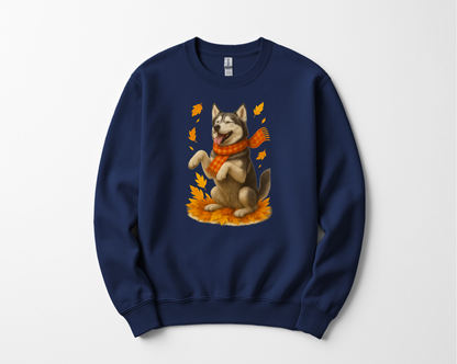 Siberian Husky Autumn Sweatshirt, Cozy Fall Dog Sweater, Husky Lover Apparel, Cute Autumn Dog Shirt, Gift for Pet Lovers