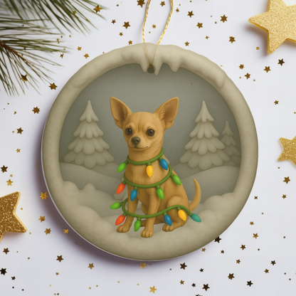 Personalized Chihuahua Christmas 3D Clay-Style Ornament