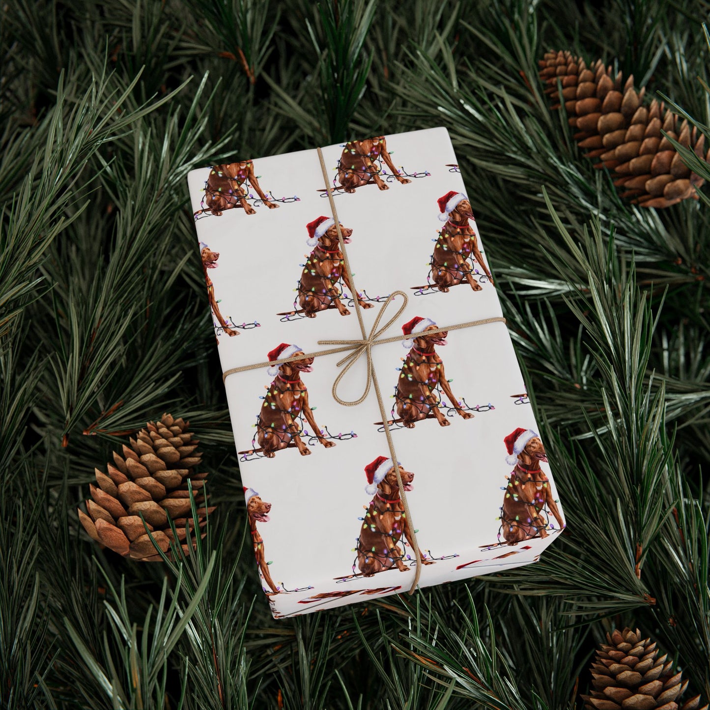 Vizsla Christmas Lights Wrapping Paper
