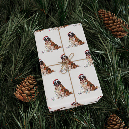 Saint Bernard Christmas Lights Wrapping Paper