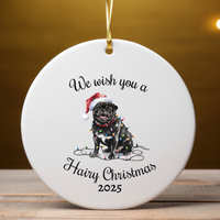Load image into Gallery viewer, Christmas Black Pug Ornament, Pug Mom, Christmas Lights Dog Keepsake
