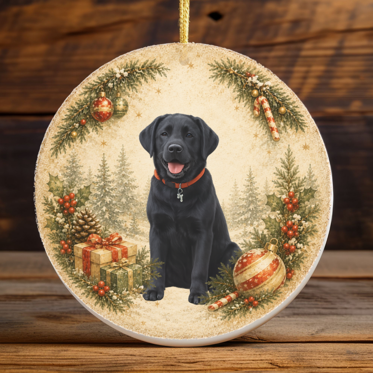 Custom Dog Photo Ornament, Personalized Name and Year, Double Sided Christmas Ornament