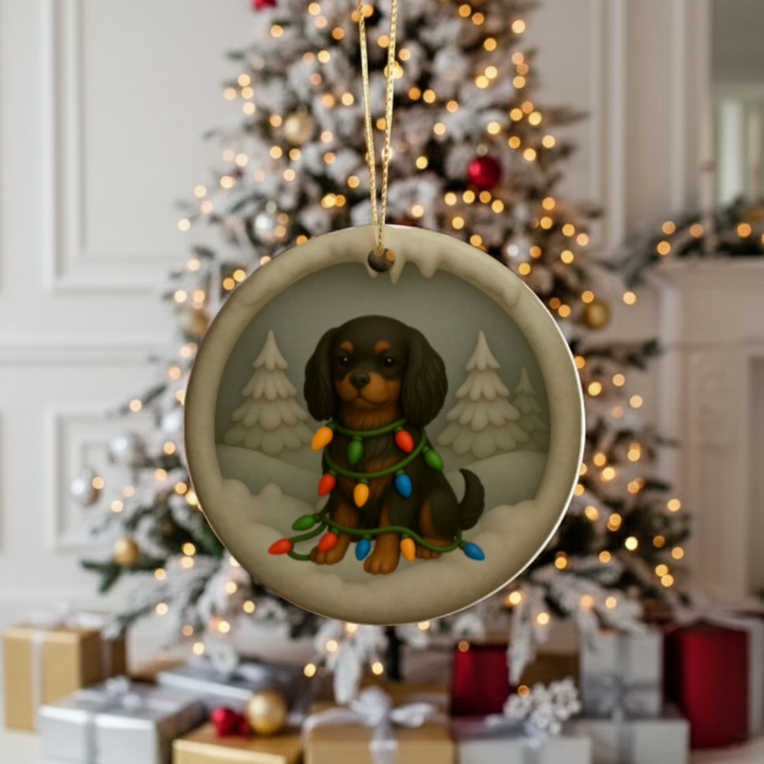 Personalized Black and Tan Cavalier King Charles Spaniel Christmas 3D Clay-Style Dog Keepsake