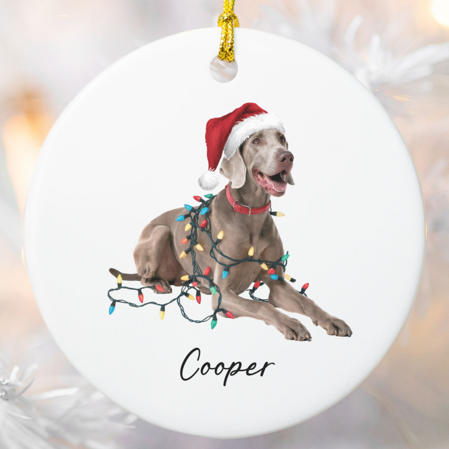 Weimaraner Ornament, Personalized Christmas Dog Gift
