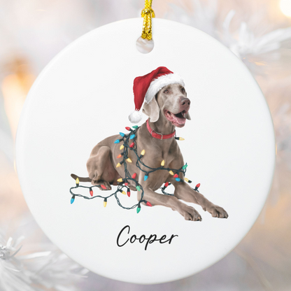 Weimaraner Ornament, Personalized Christmas Dog Gift
