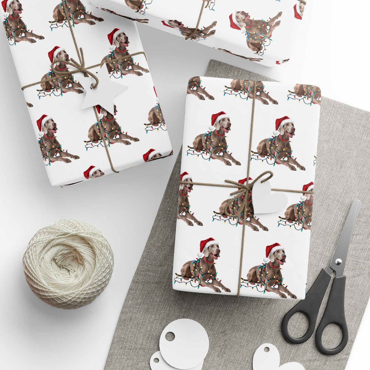 Weimaraner Christmas Lights Wrapping Paper